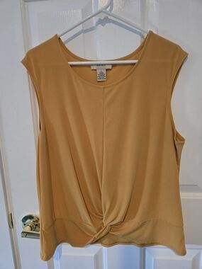 Diana Belle Mustard Knot-Front Sleeveless Tank